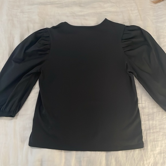 The Drop Women's Black Combined Fabric Pleated Puff-Sleeve Top sz S - Picture 9 of 9